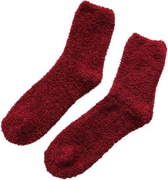 Generic Mens Wool Socks Thermal Hiking Winter Boot Warm Thick Cozy Crew Comfy Work Socks For Men Mens Thick Work Socks (Wine, One Size)