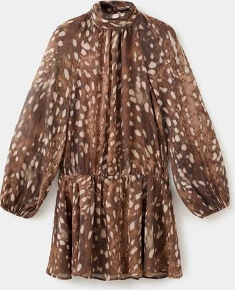 Mango Vestito stampato collo Perkins marrone - Donna - XS - MANGO