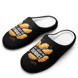 Generic All About The Tendies Funny Mens Slippers Cotton Warm House Shoes Memory Foam Sandals Print Size 7-14