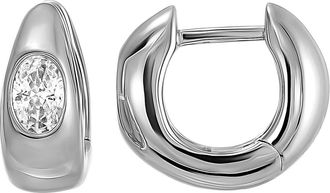 Candela Jewelry Cubic Zirconia Huggie Hoop Earrings in Clear/Silver at Nordstrom Rack