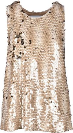 Erika Cavallini Semi Couture Beige Sequin Embellished Top