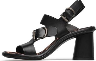 Loriblu Straps Kalfsleren Sandalen - Dames - Sandalen met hakken - Zwart - 38 EU - Leer - Schoenen