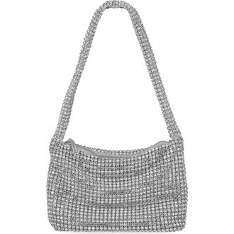 Jessica McClintock Fiona Rhinestone Embellished Shoulder Bag in Silver at Nordstrom Rack