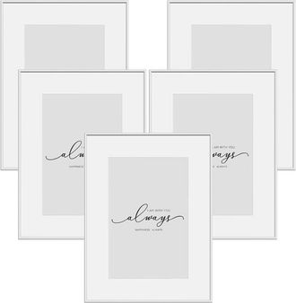 Woltu Woltu Marco De Fotos De Pared 5x 21x29,7 Cm, Marco, Frontal De Plexigl&aacute;s Transparente, Para Tarjetas, Plata