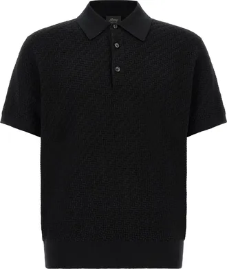 Brioni Black Cotton Polo Mens Shirt