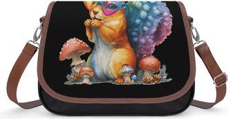 Generic Squirrel Mushrooms Crossbody Bags for Women Shoulder Messenger Bag Purse Handbags