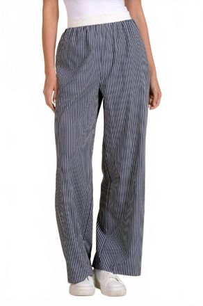 Elan Womens Selena Striped Pant In Blue Stripe