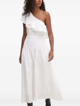 Pedro del Hierro Abito monospalla con ruches - Bianco