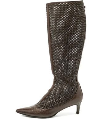 Bottega Veneta woven zipped boots - women - Calf Leather/Calf Leather/Calf Leather/Rubber - 39.5 - Brown