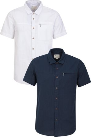 Mountain Warehouse Coconut Slub Texture Short-Sleeved Shirt - Lightweight Cotton Tee with Pocket, Casual Wear - Spring Summer, Holidays & Travelling Dark Blue S