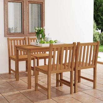 vidaXL Conjunto De Comedor De Jard&iacute;n De 5 Piezas, 120 X 70 Cm, Madera Maciza De Teca Vidaxl