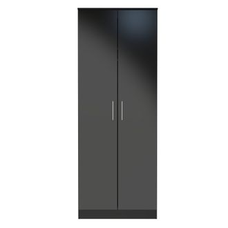 Welcome Furniture Denver Ready Assembled Wardrobe with 2 Doors - Black - Welcome Furniture | TJ Hughes