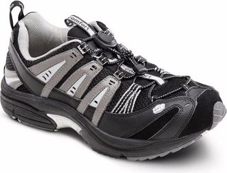 Dr. Comfort Performance-X Walking & Running Diabetic Shoes for Men-Double Depth Mens Therapeutic Shoes, Black/Grey, 9.5 Wide