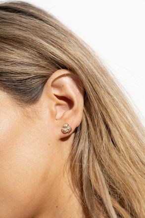 Bottega Veneta Earrings With Cubic Zirconia, Womens, Gold