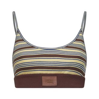 Fendi Sleeveless Tops, female, Multicolor, Size: M Cotton Striped Knit Top