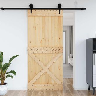 Berkfield Home Door NARVIK 100x210 cm Solid Wood Pine in Brown