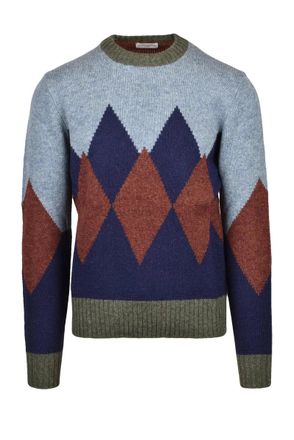 Ballantyne Wool Crewneck Pullover - Green/Blue