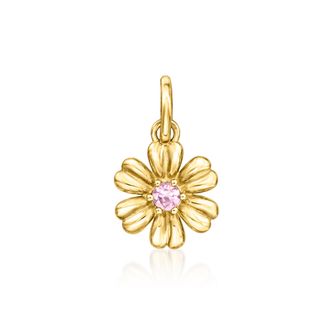 RS Pure by Ross-Simons Pink Sapphire Flower Charm in 14kt Yellow Gold