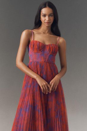 Hutch Amara Bustier Pleated Fit & Flare Midi Dress