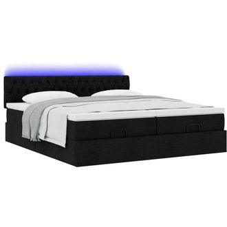 vidaXL Estructura De Cama Otomana Con Colchones Tela Negra 160x200 Cm Vidaxl