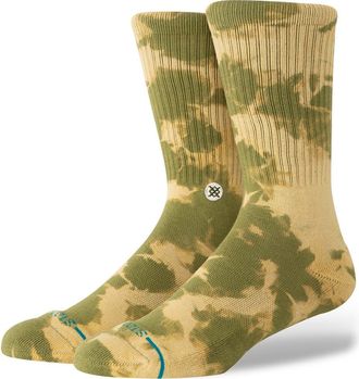 Stance Spotty Dye Cotton Blend Crew Socks in Olive at Nordstrom, Size Large