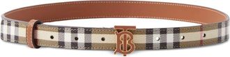 Burberry TB monogram-plaque checked belt - women - Acrylic/Cotton/Polyester/Polyurethane - M - Neutrals