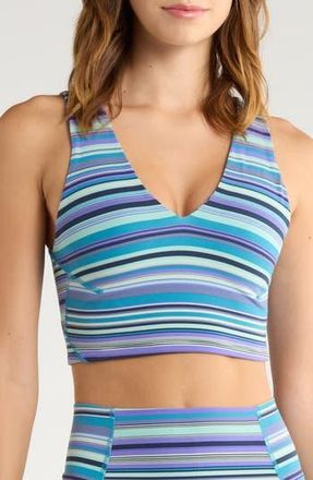 Free People FP Movement Printed Never Better Sports Bra in Blueberry Wave Strip at Nordstrom Rack, Size X-Small