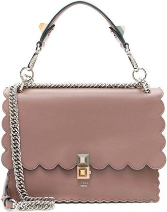 Fendi Fendi Pink Calfskin Studded Kan I Medium Shoulder Bag (Authentic Pre-Loved)