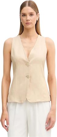 Gaud&igrave; Gilet met enkele knopen - Dames - Gillet - Beige - XL - Polyester - Kostuums