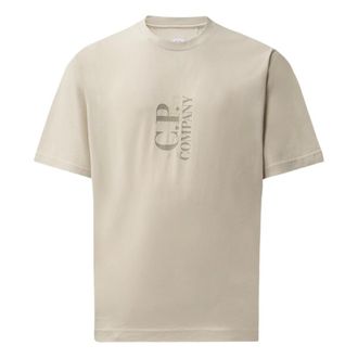 C.P. Company 30/1 Jersey Short Sleeve Vertical Logo T-Shirt - male - C.P. Company - T-Shirts - Beige - XL - Tops