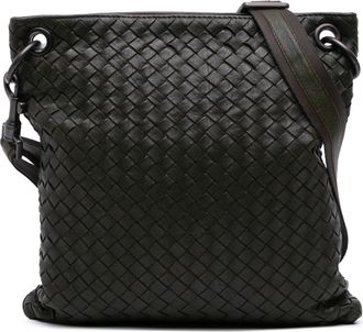 Bottega Veneta Pre-owned Womens Woven Leather Crossbody Bag - Dark Grey - One Size