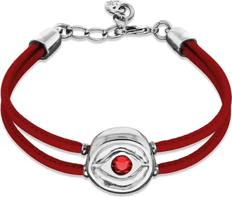 UNOde50 Red Leather Strap with Silver-Plated Eye Detail and Crystal at Nordstrom, Size Medium
