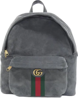 Gucci Ophidia Gray Suede Backpack (Pre-Owned)