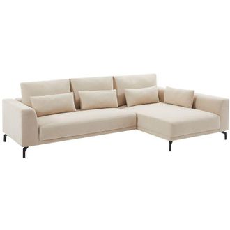 Vente-Unique Divano angolare destro in tessuto testurizzato beige TILANIA