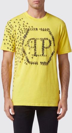 Philipp Plein T-shirt in cotone con logo Hexagon a contrasto stampato sul petto