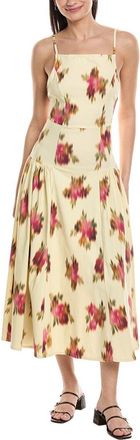 WeWoreWhat Weworewhat Flare Panel Linen-Blend Midi Dress