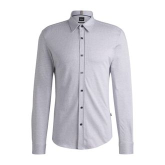BOSS Slim-fit shirt in structured cotton jersey