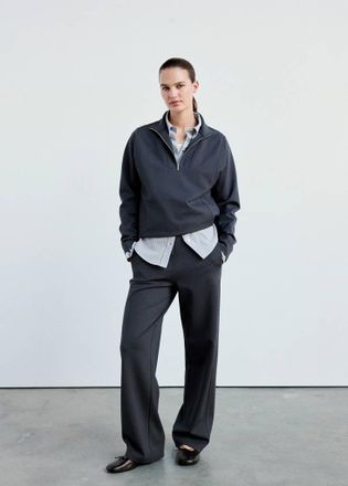 Mango Felpa collo alto zip blu - Donna - XXS - MANGO