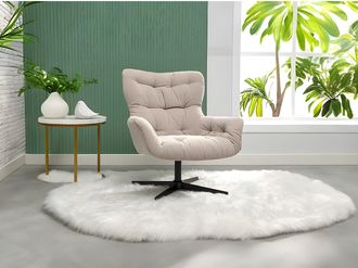 Vente-Unique Poltrona girevole in Tessuto Beige - OPHELIE