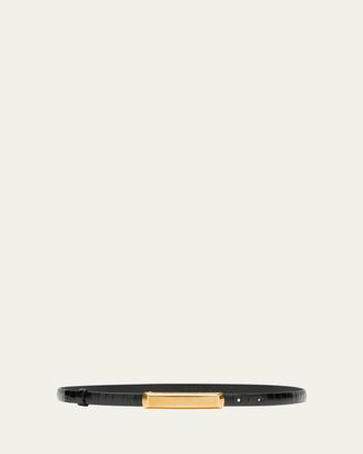 Tom Ford Croc-Embossed Leather Skinny Belt