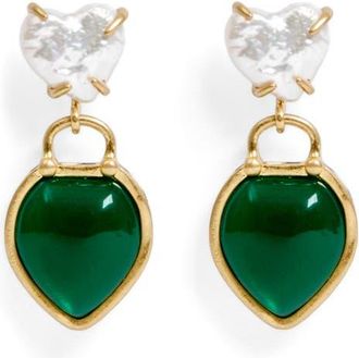 Clare Vivier Le Heartbreaker Drop Earrings in Green Multi at Nordstrom