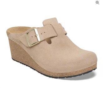 Birkenstock Womens Fanny Suede Leather Clog In Warm Sand