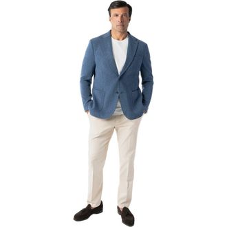 Robert Talbott Wright Double Face Knit Blazer in Light Blue/navy at Nordstrom, Size 40