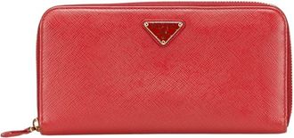 Prada Saffiano Red Color Leather Coin Purse/Coin Case (Pre-Owned)