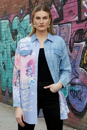 Frank Lyman Design Woven Blouse In Pink/blue