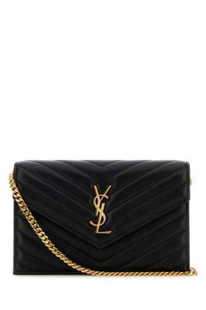 Saint Laurent Black Leather Envelope Cassandre Wallet