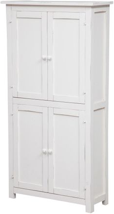 Biscottini International Biscottini - Gabinete De Estilo Country De Madera Maciza De Tilo Armazon Con Efecto Blanco Envejecido 68x25x130 Cm