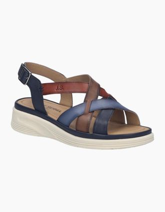 Josef Seibel Womens Sevran 07 Womens Low Wedge Sandals - Slate Blue Multi Lea - Size: 6.5