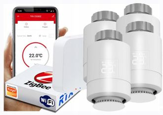OEM 4 Cabezales De Termostato Rtx + Puerta De Enlace Wifi Tuya Set Zigbee