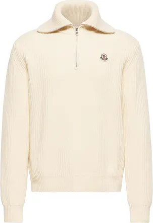 Moncler Moncler Logo Rib Wool Turtleneck, Men, White, Size: 3xl